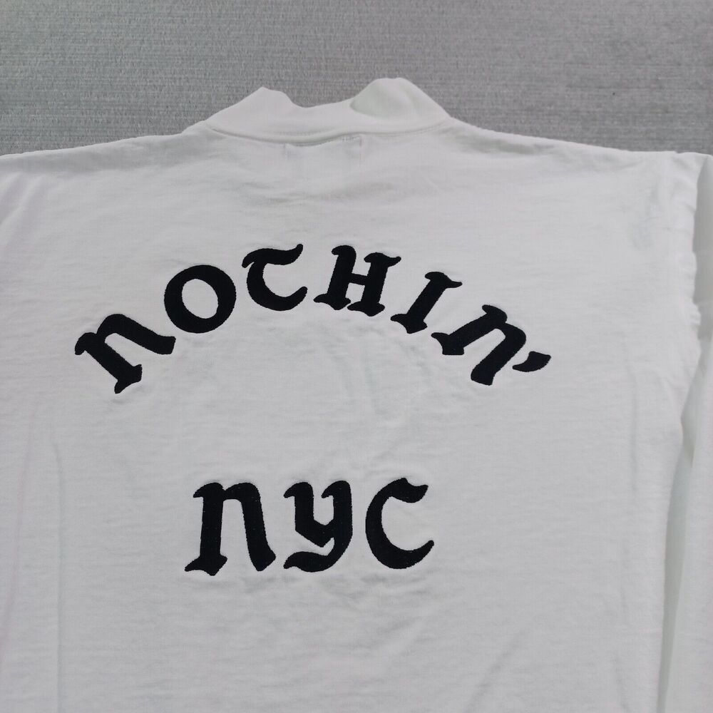 NoThin'Special NYC Shirt Mens M White Long Sleeve Embroidered Logo Turtleneck